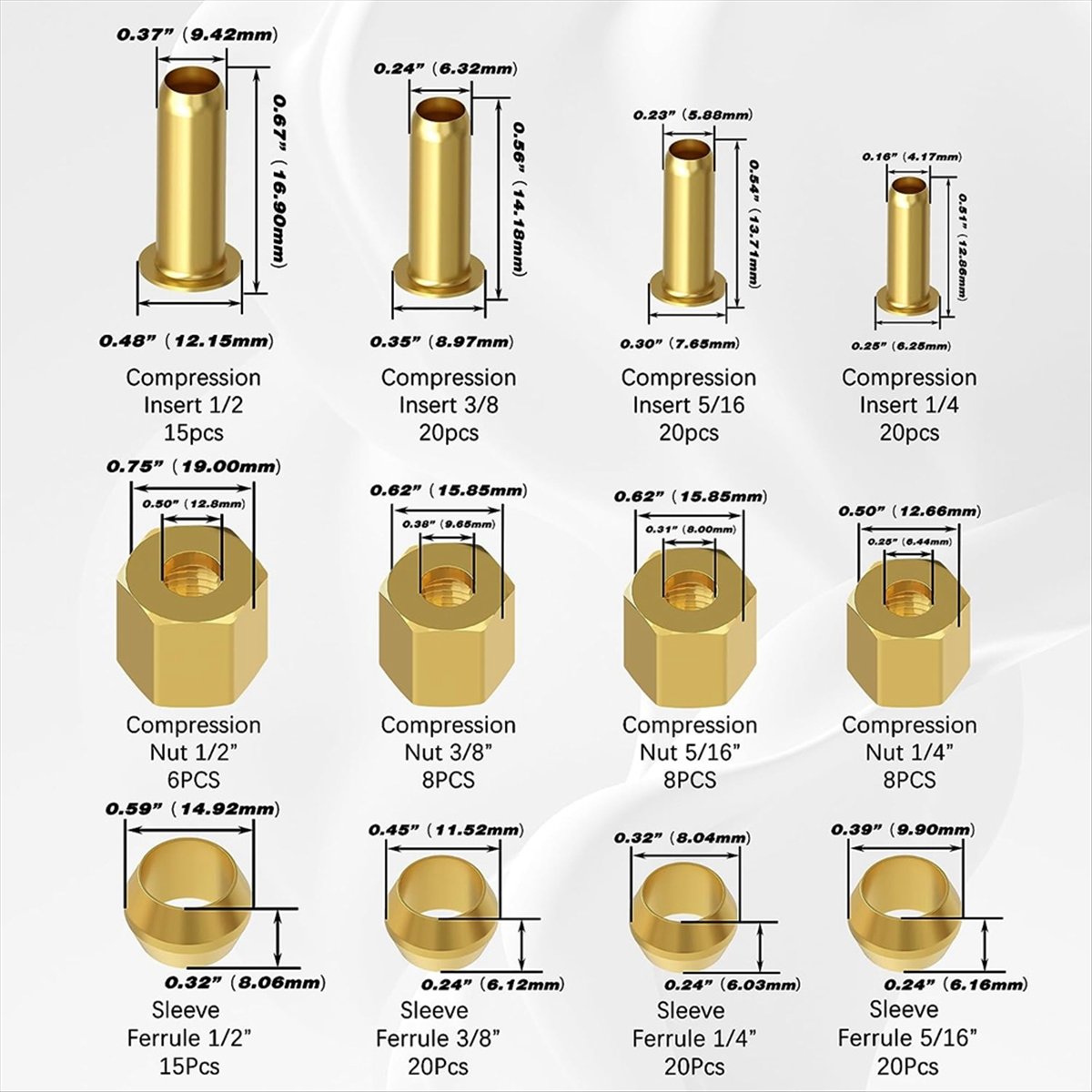 AT16 180PCS Compression Fittin - Compression Fitting Brass recension och pris